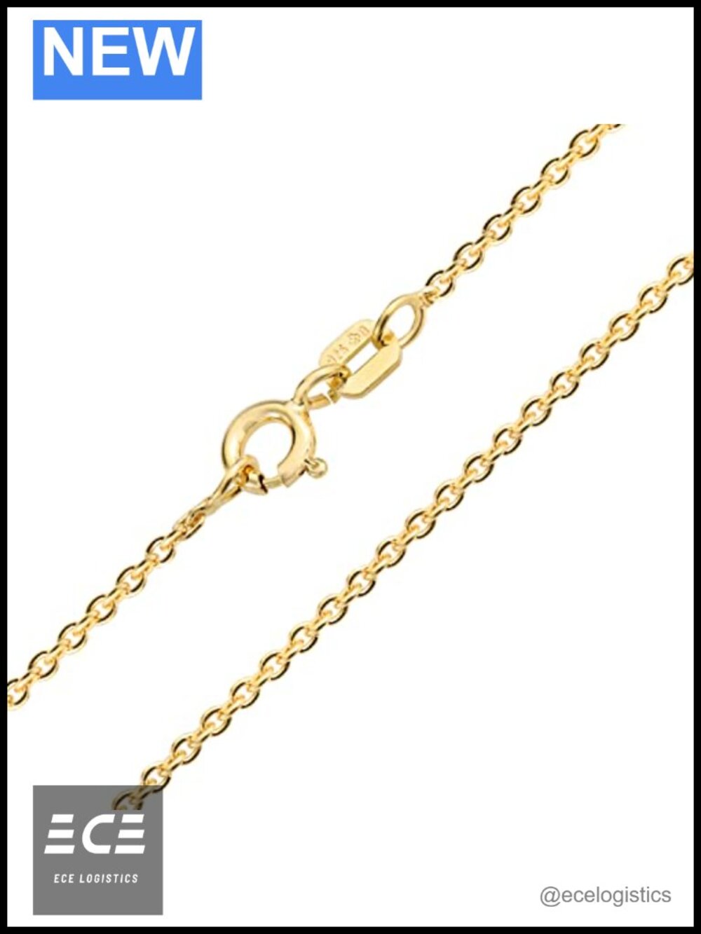 2mm Thin Cable Rolo Chain Necklace Gold Plated .925 Sterling Silver